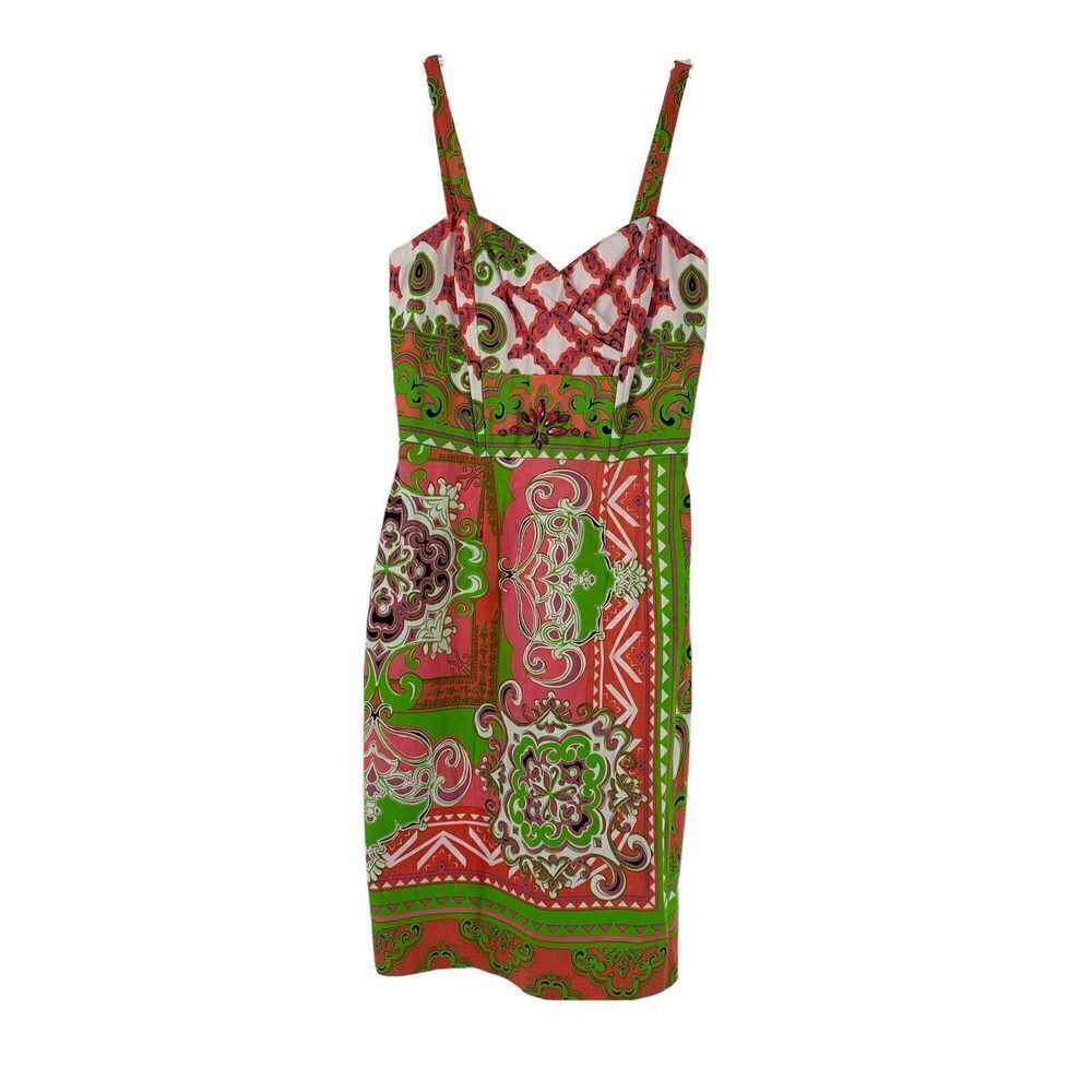 Hale Bob Cabana Dress XS Bohemian Beaded Removable Straps Paisley Fitted Beach
